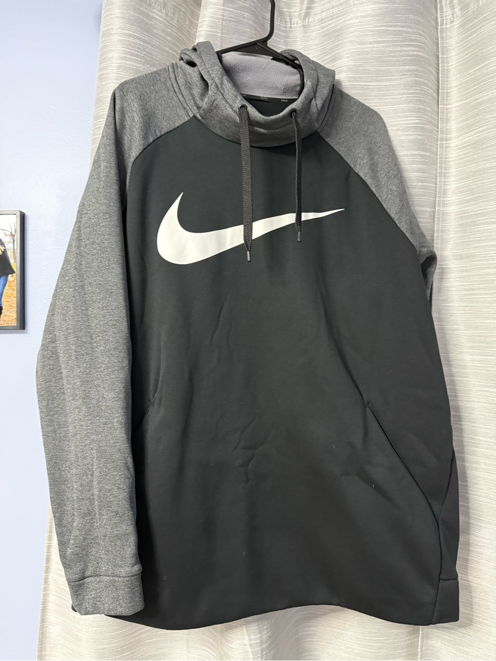 Nike Black & Gray Pullover Hoodie with White Swoosh